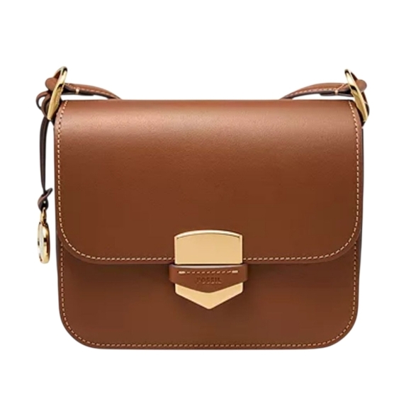 Fossil Lennox Leather Flap Crossbody Bag Brown NWT - Picture 6 of 14